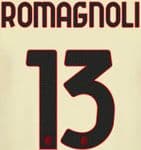 2021-22 AC Milan Away Shirt ROMAGNOLI#13 Official Stilscreen Name Number Set