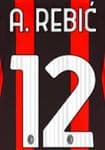 2021-22 AC Milan Home Shirt A.REBIC#12 Official Stilscreen Name Number Set