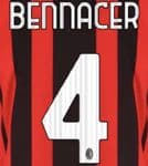 2021-22 AC Milan Home Shirt BENNACER#4 Official Stilscreen Name Number Set