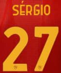 2021-22 AS Roma SERGIO#27 Home/Fourth Shirt Official Player Issue Size Name Number Set