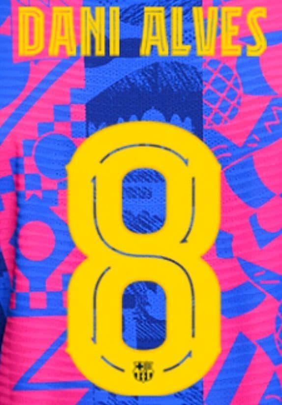 2021-22 Barcelona UCL/EUROPA Third Shirt DANI ALVES 8 Official