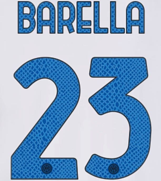 2021-22 Inter Milan BARELLA#23 Away Shirt Official Player Issue Size Name  Number Set