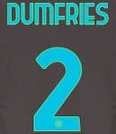 2021-22 Inter Milan Third Shirt DUMFRIES#2 Official Stilscreen Name Number Set