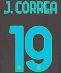 2021-22 Inter Milan Third Shirt J.CORREA#19 Official Stilscreen Name Number Set