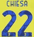 2021-22 Juventus CHIESA#22 Third Shirt Official DekoGraphics Name Number Set