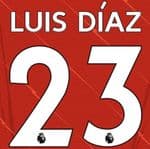2021-22 Liverpool Home Shirt LUIS DIAZ#23 Official Player Issue Size Name Number Set