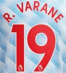 2021-22 Manchester United Away Shirt R.VARANE#19 Official Football Name Number Set