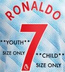 2021-22 Manchester United RONALDO#7 Away Shirt**KIDS-YOUTH SIZE**Official Football Name Number Set