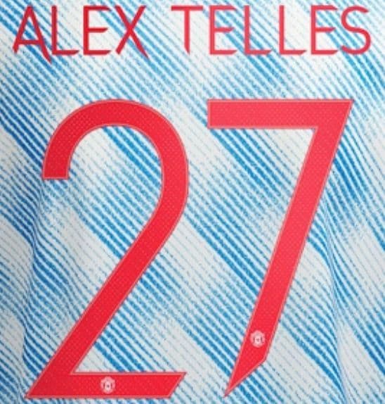 2021-22 Manchester United UCL FA CUP Away Shirt ALEX TELLES#27 Official  Football Name Number Set