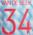 2021-22 Manchester United UCL & FA CUP Away Shirt VAN DE BEEK#34 Official Football Name Number Set