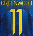 2021-22 Manchester United UCL & FA CUP Third Shirt GREENWOOD#11 Official Football Name Number Set