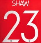 2021-23 Manchester United UCL & FA CUP Home/Away Shirt SHAW#23 Official Football Name Number Set