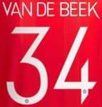 2021-23 Manchester United UCL & FA CUP Home/Away Shirt VAN DE BEEK#34 Official Name Number Set