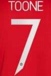 2021-23 Manchester United Women Club Cup Font Home Shirt TOONE#7 Official Football Name Number Set