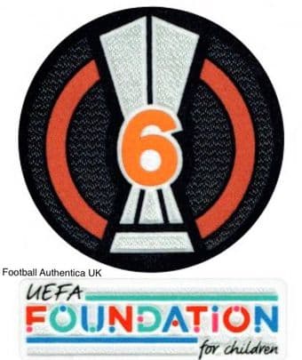 2021-23 Sevilla**EUROPA LEAGUE BOH 6**Official Player Issue Size Football Soccer Badge Patch Set