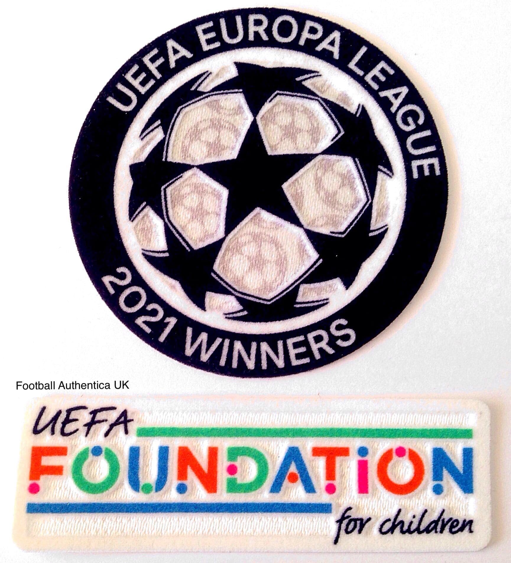 2021 Villareal EUROPA LEAGUE CHAMPIONS Official Player Issue Size Football  Soccer Badge Patch Set