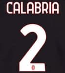2022-23 AC Milan Home Shirt CALABRIA#2 Official Stilscreen Name Number Set