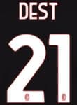 2022-23 AC Milan Home Shirt DEST#21 Official Stilscreen Name Number Set