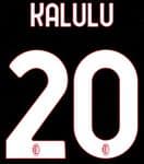 2022-23 AC Milan Home Shirt KALULU#20 Official Stilscreen Name Number Set