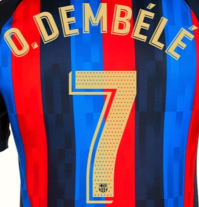202223 Barcelona LA LIGA Home Shirt O DEMBELE 7 Official Player Issue