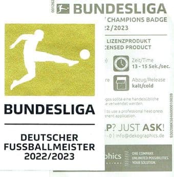 2022-23 Bayern Munich BUNDESLIGA CHAMPIONS Official Player Issue Size Football Soccer Badge Patch