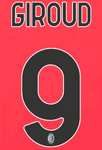2023-24 AC Milan Home Shirt GIROUD#9 Official Stilscreen Name Number Set