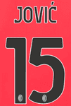 2023-24 AC Milan Home Shirt JOVIC#15 Official Stilscreen Name Number Set