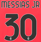 2023-24 AC Milan Home Shirt MESSIAS JR#30 Official Stilscreen Name Number Set