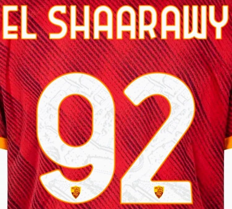 18-19 スポーツ EL SHAARAWY 実使用サイン入りシャツ 92 ASローマ
