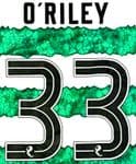 2023-24 Celtic(Glasgow) Home/Third Shirt O'RILEY#33 Official Player Issue Size Name Number Set