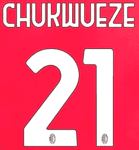 2024-25 AC Milan Home Shirt CHUKWUEZE#21 Official Player Issue Size Name Number Set