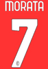 2024-25 AC Milan Home Shirt MORATA#7 Official Player Issue Size Name Number Set