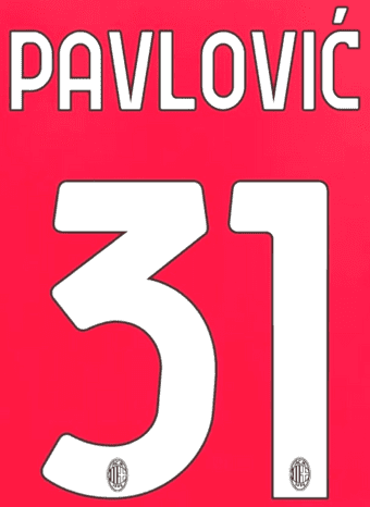 2024-25 AC Milan Home Shirt PAVLOVIC#31 Official Player Issue Size Name Number Set