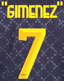 2024-25 AC Milan**X OFF-WHITE**Fourth Shirt GIMENEZ#7 Official Player Issue Size Name Number Set