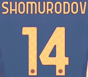 2024-25 AS Roma Third Shirt SHOMURODOV#14 Official Player Issue Size Name Number Set