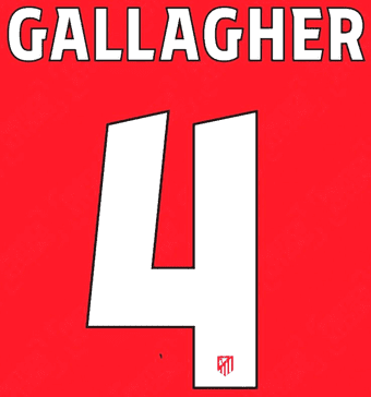 2024-25 Atletico Madrid UCL Home/Away Shirt GALLAGHER#4 Official Player Issue Size Name Number Set