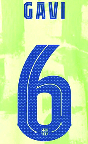 2024-25 Barcelona UCL Third Shirt GAVI#6 Official Player Issue Size Name Number Set
