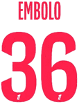 2024-25 Monaco Home Shirt EMBOLO#36 Official Player Issue Size Name Number Set