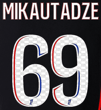 2024-25 Olympique Lyonnais*Lyon*MIKAUTADZE#69 Away Shirt Official Player Issue Name Number Set