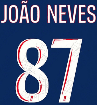 2024-25 PSG Paris LIGUE 1 Home Shirt JOAO NEVES#87 Official Player Issue Size Name Number Set