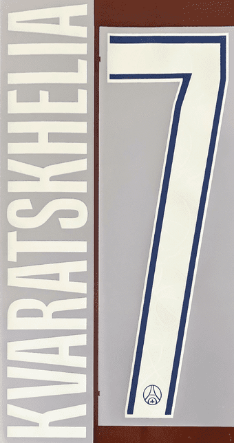 2024-25 PSG*Paris St Germain*UCL Fourth Shirt KVARATSKHELIA#7 Official Player Issue Name Number Set
