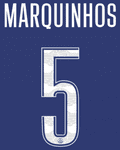 2024-25 PSG*Paris St Germain*UCL Fourth Shirt MARQUINHOS#5 Official Player Issue Name Number Set