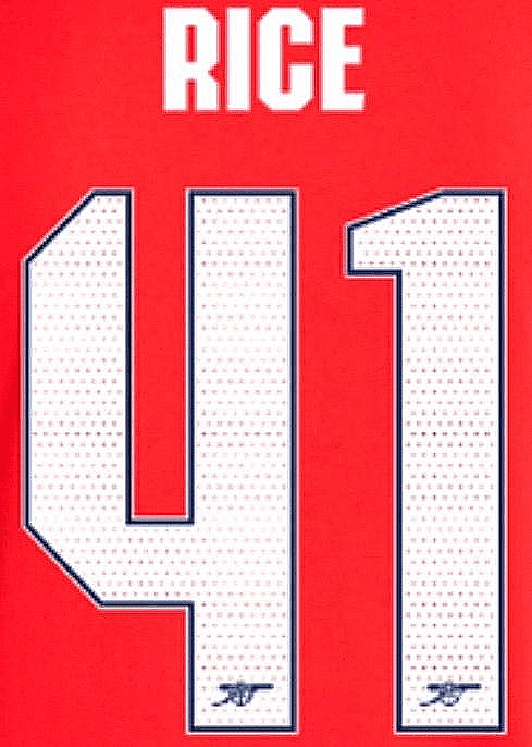 Football Player 41 Jersey Number 2024-26 Arsenal UCL FA CUP Home