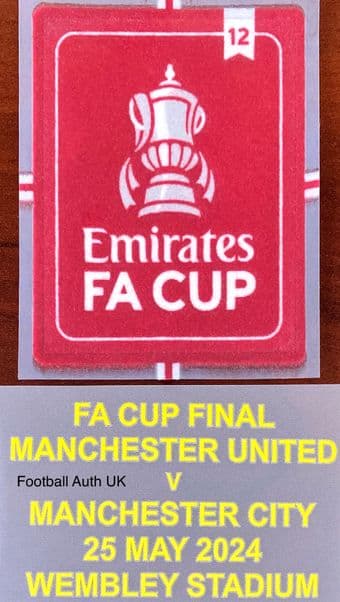 2024 Manchester United FA CUP FINAL Official Player Size Match Day Transfer & Badge Patch Set