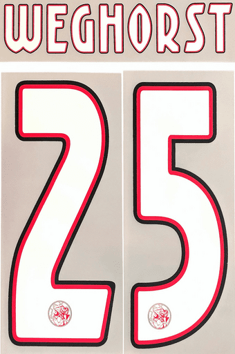 2025-26 Ajax**EREDIVISIE & UCL**Home Shirt WEGHORST#25 Official Player Issue Size Name Number Set