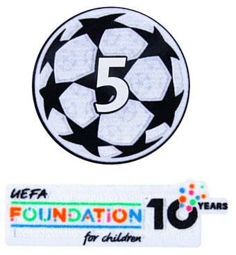 2025-26 Barcelona**UCL STARBALL BOH 5 & UEFA FOUNDATION**Official Player Issue Size Badge Patch Set