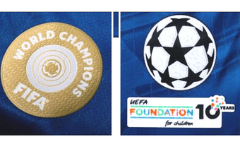 2025-26 Chelsea**UCL STARBALL & WORLD CLUB CHAMPIONS**Official Player Issue Size Badge Patch Set