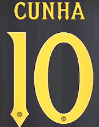 2025-26 Manchester United CARABAO/FA CUP Third Shirt CUNHA#10 Official Player Issue Name Number Set