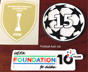 2025-26 Real Madrid UCL & Intercontinental Cup Champions Official Player Issue Size Badge Patch Set