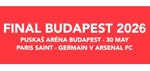 2026 Arsenal**UCL FINAL BUDAPEST**Replica Match Day Transfer Details Football Logo